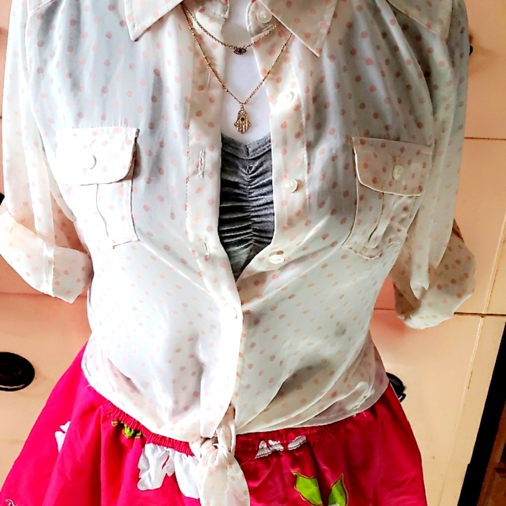 Polka dot button up (entire outfit)